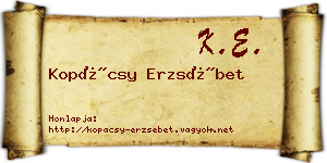 Kopácsy Erzsébet névjegykártya